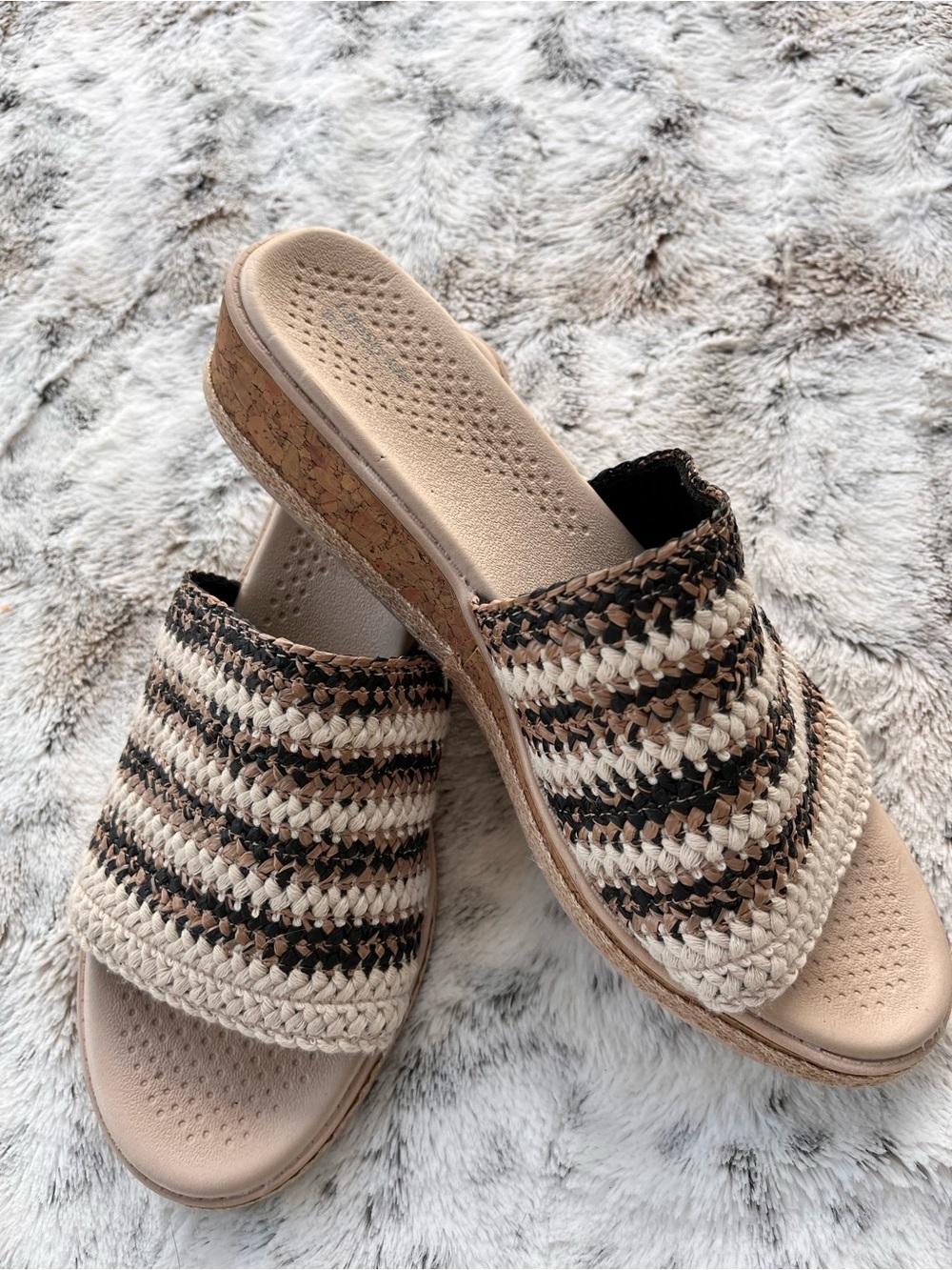 Bzees Neutral Multi Woven Slide Mules